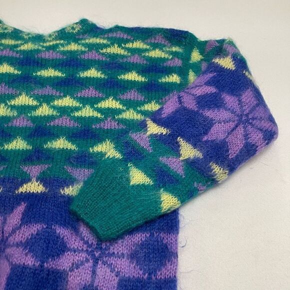 Gallagher Mohair Teal Geometric VTG Sweater Size Medium - Picture 10 of 13